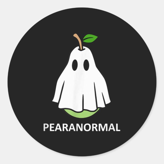 Pegatina Redonda Pearanormal Cute Ghost Pear Halloween Costume Funn (Anverso)