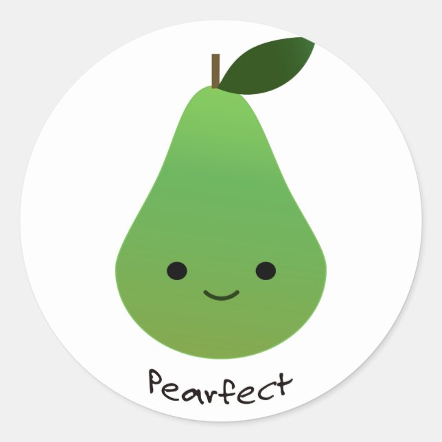 Pegatina Redonda Pearfect Cute Kawaii Pear (Anverso)