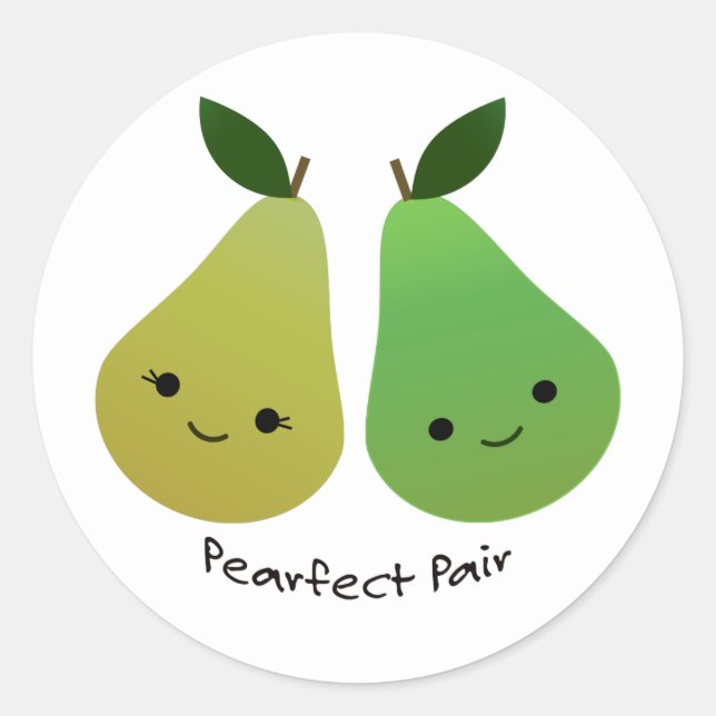 Pegatina Redonda Pearfect Pear Kawaii Pears (Anverso)