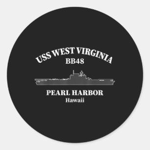 Pegatina Redonda Pearl Harbor, buque de guerra de Virginia Occident