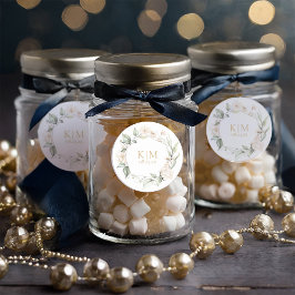 Pegatina Redonda Pearl Rubor Floral Elegance Border Boda ID989