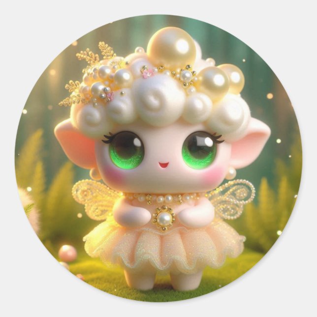 Pegatina Redonda Pearl Tiny Fairy (Anverso)