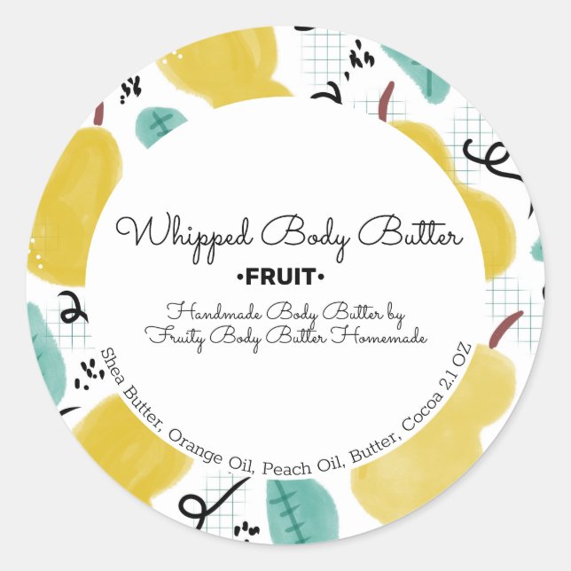 Pegatina Redonda Pears Body Butter Bath Branding Packaging (Anverso)