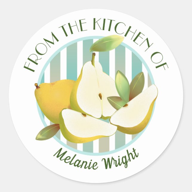 Pegatina Redonda Pears Fruit Canning (Anverso)