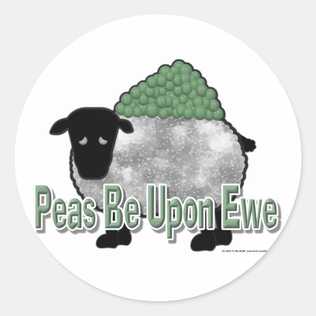 Pegatina Redonda Peas Be Upon Ewe (Anverso)
