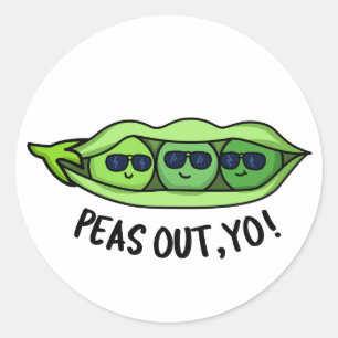 Pegatina Redonda Peas Out Yo Funny Peas Pun
