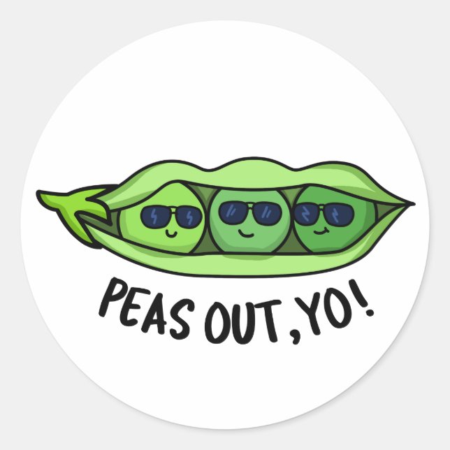 Pegatina Redonda Peas Out Yo Funny Peas Pun (Anverso)