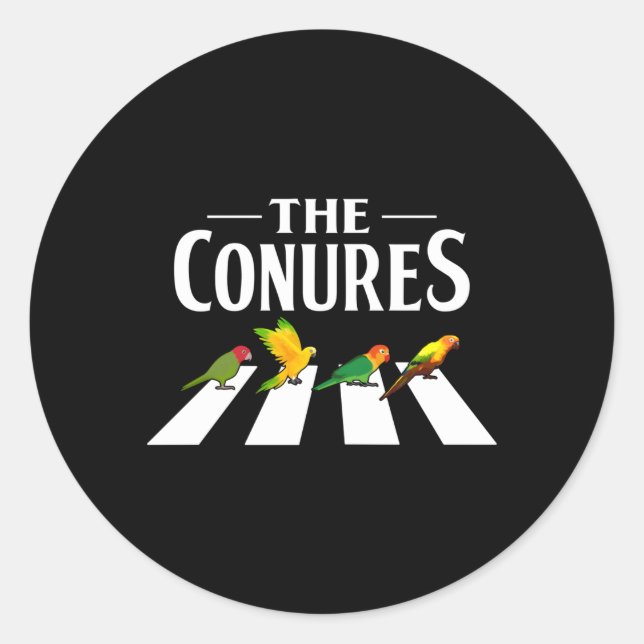 Pegatina Redonda Peatón Del Loro Conure Para Un Dueño De Conure (Anverso)