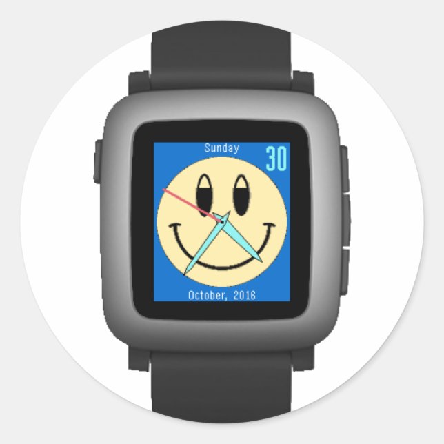 Pegatina Redonda Pebble Time Black (Anverso)