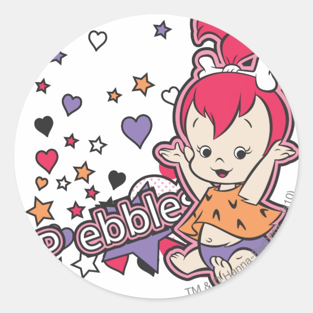 Pegatina Redonda PEBBLES™ Corazón púrpura (Anverso)