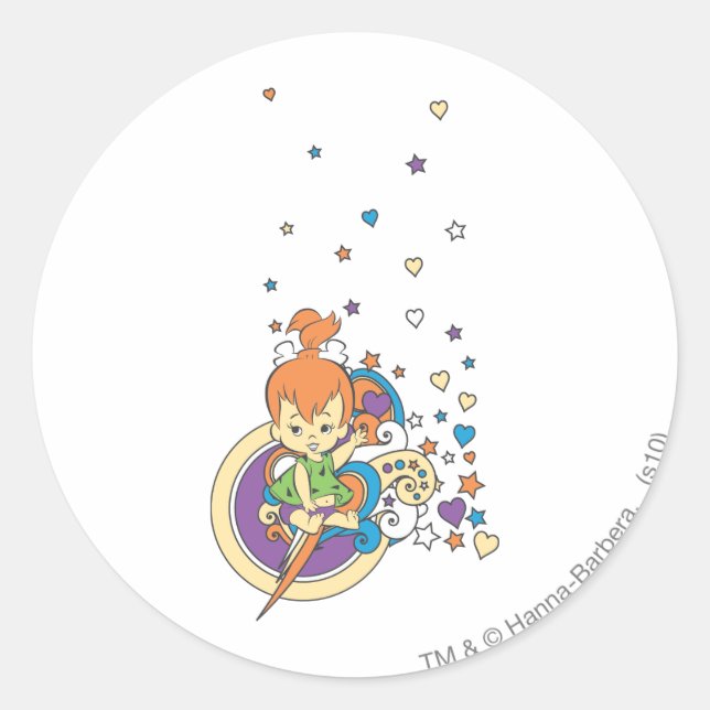 Pegatina Redonda PEBBLES™ En Las Estrellas � (Anverso)