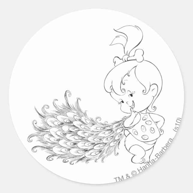 Pegatina Redonda PEBBLES™ En Peacock (Anverso)