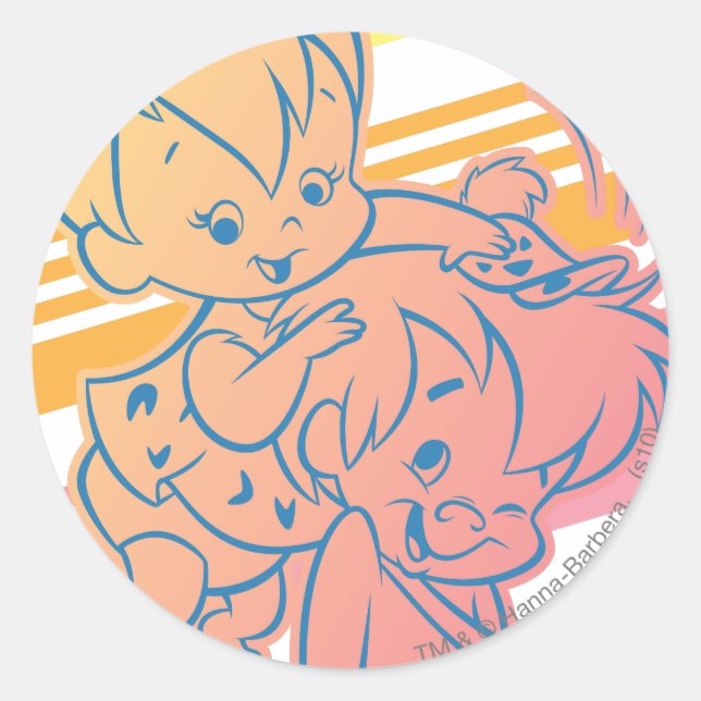 Pegatina Redonda PEBBLES™ Grooming Bam Bam (Anverso)