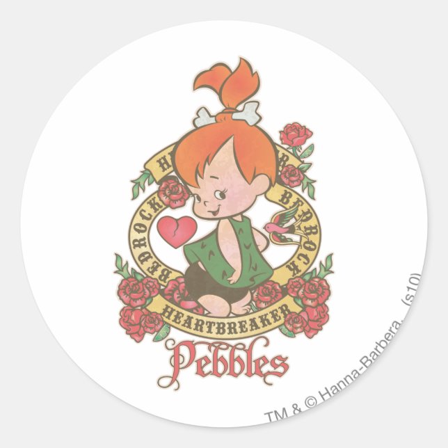 Pegatina Redonda PEBBLES™ Heartbreaker (Anverso)