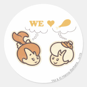 Pegatina Redonda PEBBLES™ y Bam Bam Love Food