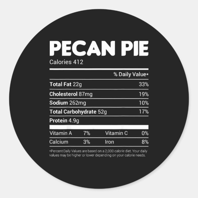 Pegatina Redonda Pecan E Nutrition Facts Tee Family Matching Christ (Anverso)