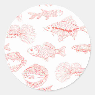 Pegatina Redonda Peces
