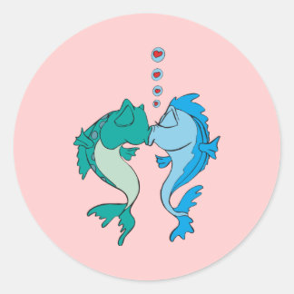 Pegatina Redonda Peces Enamorados