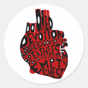 Pegatina Redonda pecho vacío : corazón anatómico
