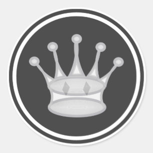 Pegatina Redonda Pedazo de ajedrez blanco de la reina