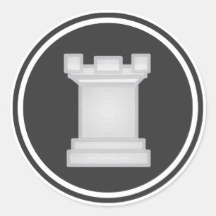 Pegatina Redonda Pedazo de ajedrez blanco del grajo