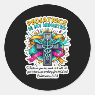 Pegatina Redonda Pediatra cristiano Doctor Pediatría es mi mínimo