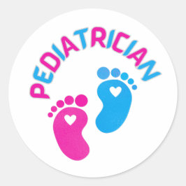 Pegatina Redonda Pediatra, médica pediatra, médica infantil,