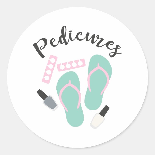 Pegatina Redonda Pedicure Nail Salon Flip Flops (Anverso)