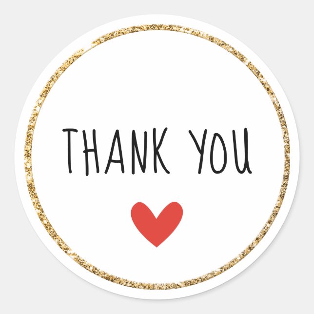 Pegatina Redonda PEDIDO EMPAQUETADO GRACIAS casual tipo corazón roj (Anverso)