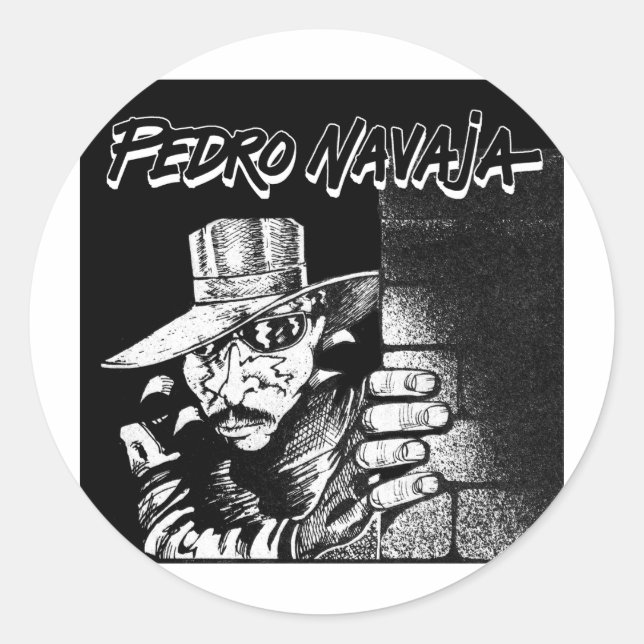 PEGATINA REDONDA PEDRO NAVAJA (Anverso)
