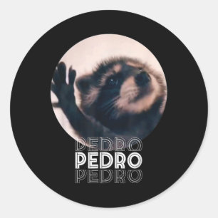 Pegatina Redonda Pedro Racoon Danza Popular Meme de Internet Mapach
