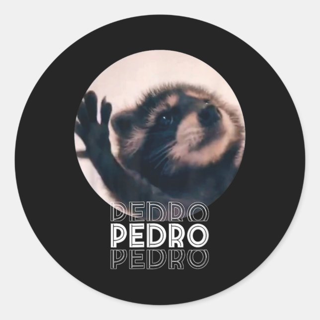 Pegatina Redonda Pedro Racoon Danza Popular Meme de Internet Mapach (Anverso)
