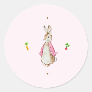 Pegatina Redonda Pedro rosado simple el conejo
