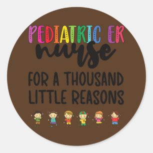 Pegatina Redonda Peds ER Enfermero Pequeñas Razones Pediátrica Emer
