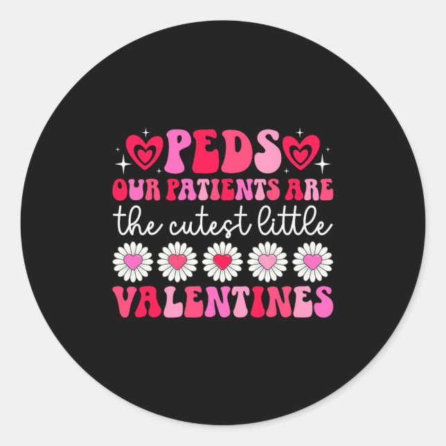 Pegatina Redonda Peds Nurse Valentine Pediatric Nursing Valentines  (Anverso)