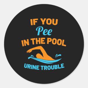 Pegatina Redonda Pee De Nadador En La Piscina