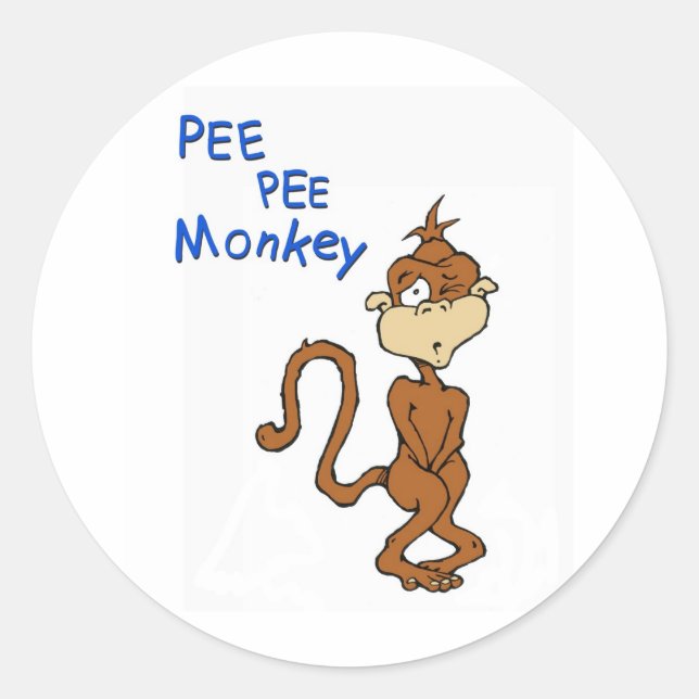 Pegatina Redonda Pee Pee Monkey (Anverso)
