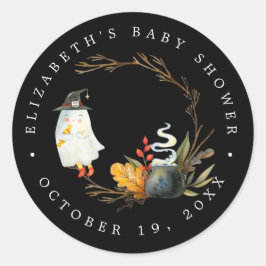 Pegatina Redonda Peek-A-Boo | Baby Shower de Halloween del pequeño