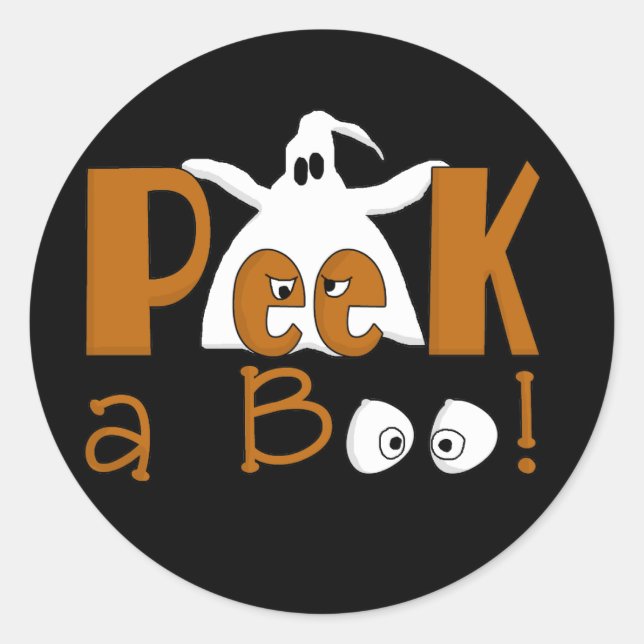 Pegatina Redonda Peek A Boo Camisetas y regalos de Halloween (Anverso)