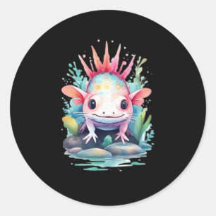 Pegatina Redonda Peekaboo Axolotl
