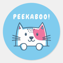 Pegatina Redonda Peekaboo Cat