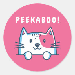 Pegatina Redonda Peekaboo Cat
