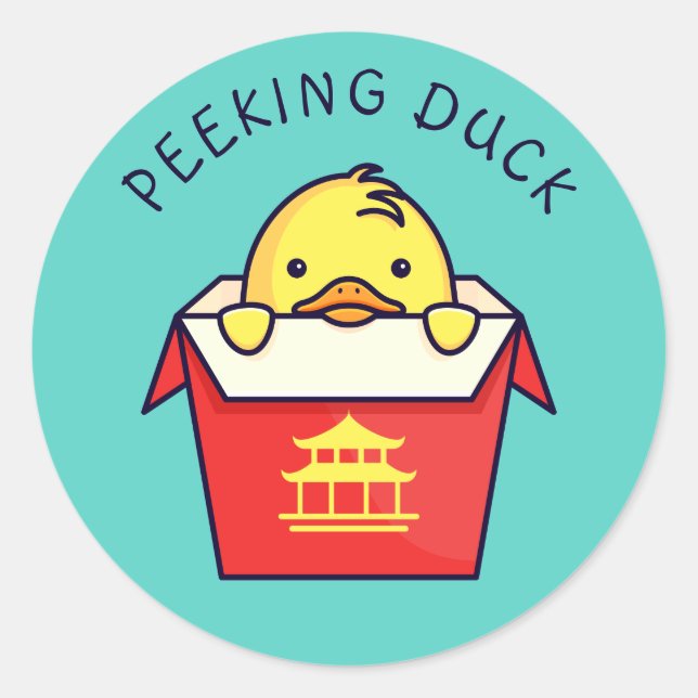 Pegatina Redonda Peeking Duck Pun (Anverso)