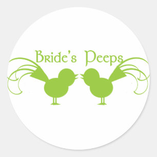 Pegatina Redonda Peeps/ Green de la novia