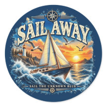 Pega de navegación SAIL AWAY SAIL THE UNKNOWN BLUE