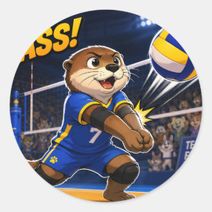 PEGATINA REDONDA PEGAR DE VUELO OTTER VOLEIBOL STICKER