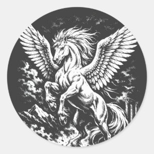 Pegatina Redonda Pegasus — Heraldo Alado de la Tormenta