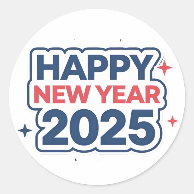 Pegatina Redonda Pégate a la alegría El nuevo año 2025: Pegatinas r (Anverso)