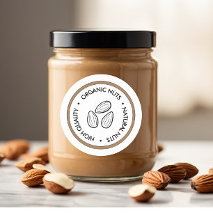 Pegatina Redonda "Pegatina de Nueces Orgánicas y Naturales   Negoci