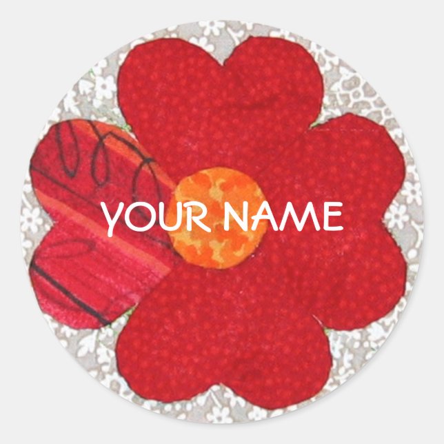 Pegatina Redonda ¡Pegatina de Quilt personalizado! (Anverso)